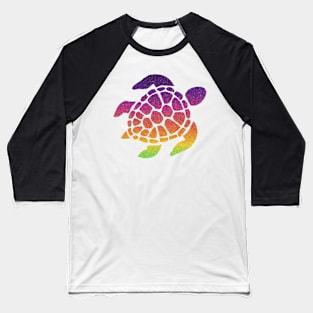Bright Rainbow Ombre Faux Glitter Turtle Baseball T-Shirt